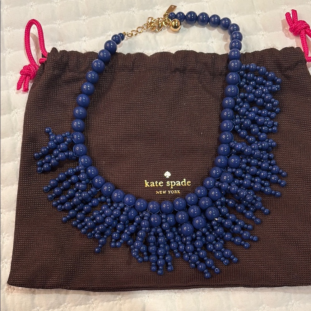 Kate Spade Royal Blue Beaded Statement Necklace